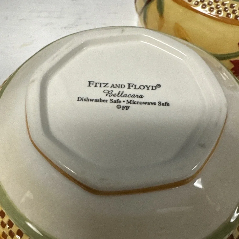 Fitz & Floyd Bellacara Hand-painted Cereal Soup Bowls‎ Set Of 3 Floral RARE